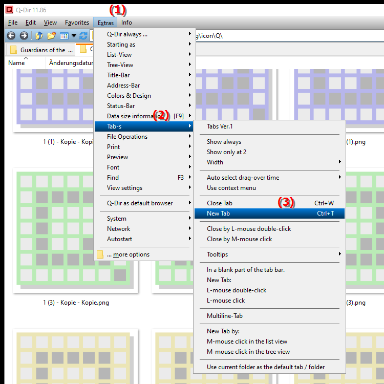 How do I open a new tab with a keyboard shortcut in the active File Explorer
